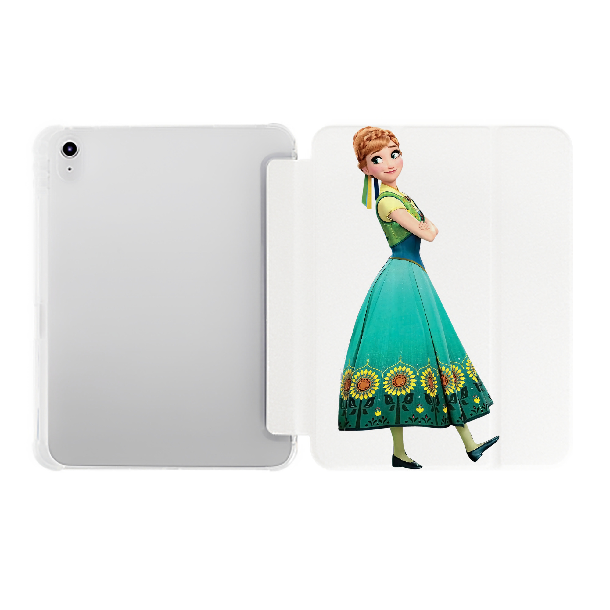 （画像用） アナと雪の女王 アンナ エルサ Frozen Anna Elsa IPad ケース ペン収納付き 三つ折りスタンド PUレザー×シリコン 対応機種9.5/10.5/10.9インチ